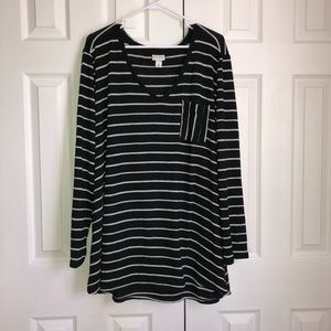 Ava & Viv Plus Size Black & White Striped Sweater